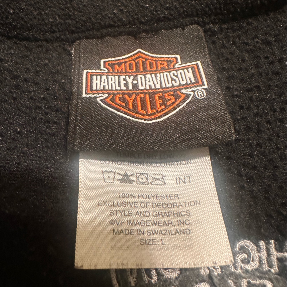 Harley Davidson Black and Cream Half-Zip Pullover Size Large - Picture 8 of 8